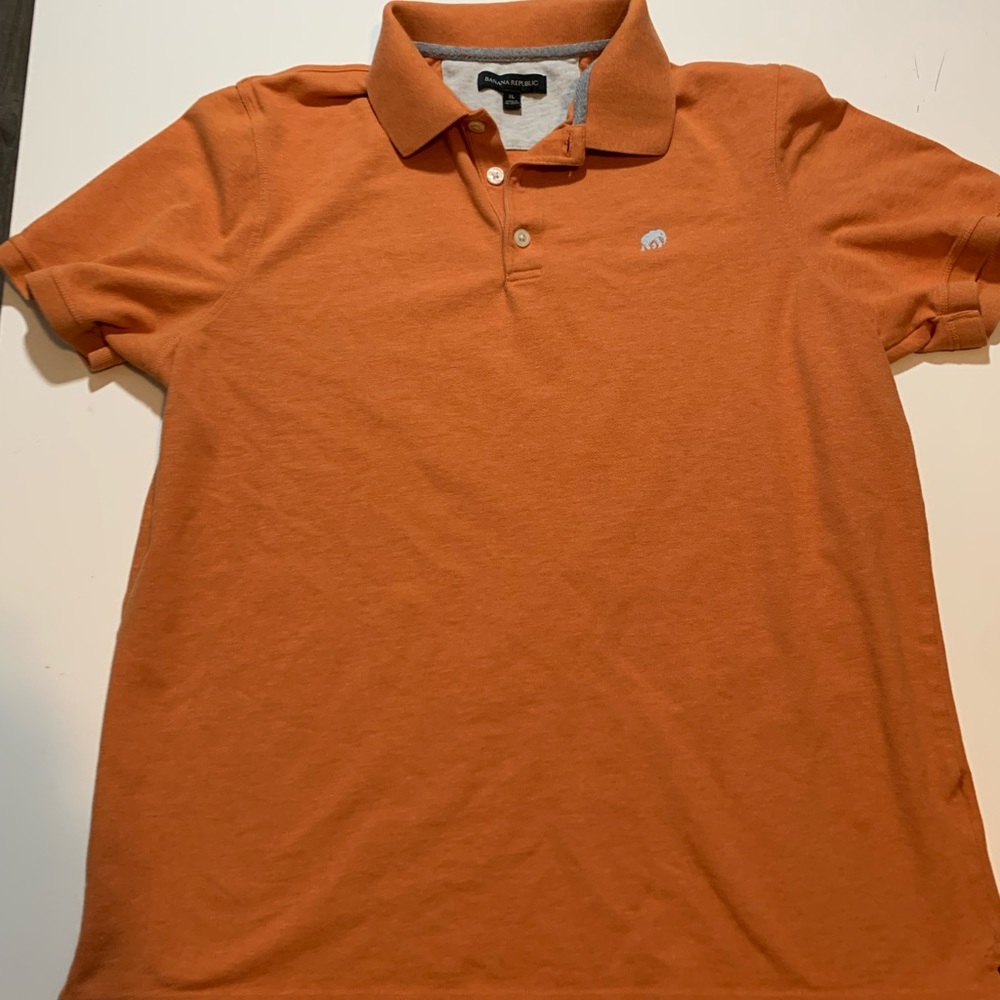 Banana Republic Mens Polo Shirt Size Xlarge Color Orange Lightweight Casual Top